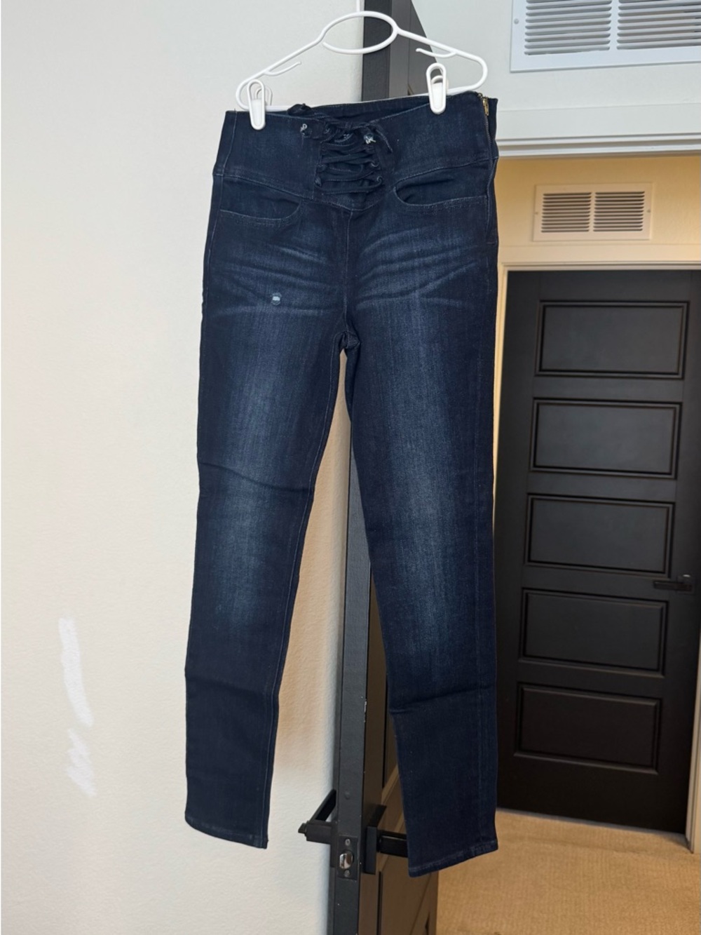 Express Dark Blue Lace-Up Skinny Jeans